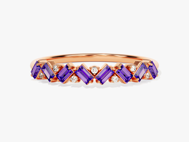 Zig Zag Amethyst Birthstone Ring