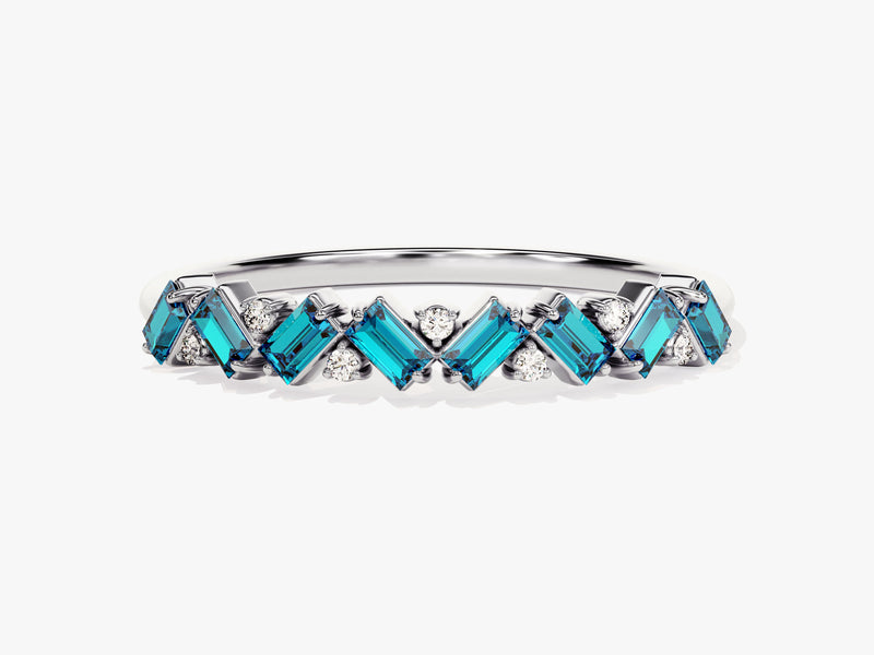 Zig Zag Blue Topaz Birthstone Ring