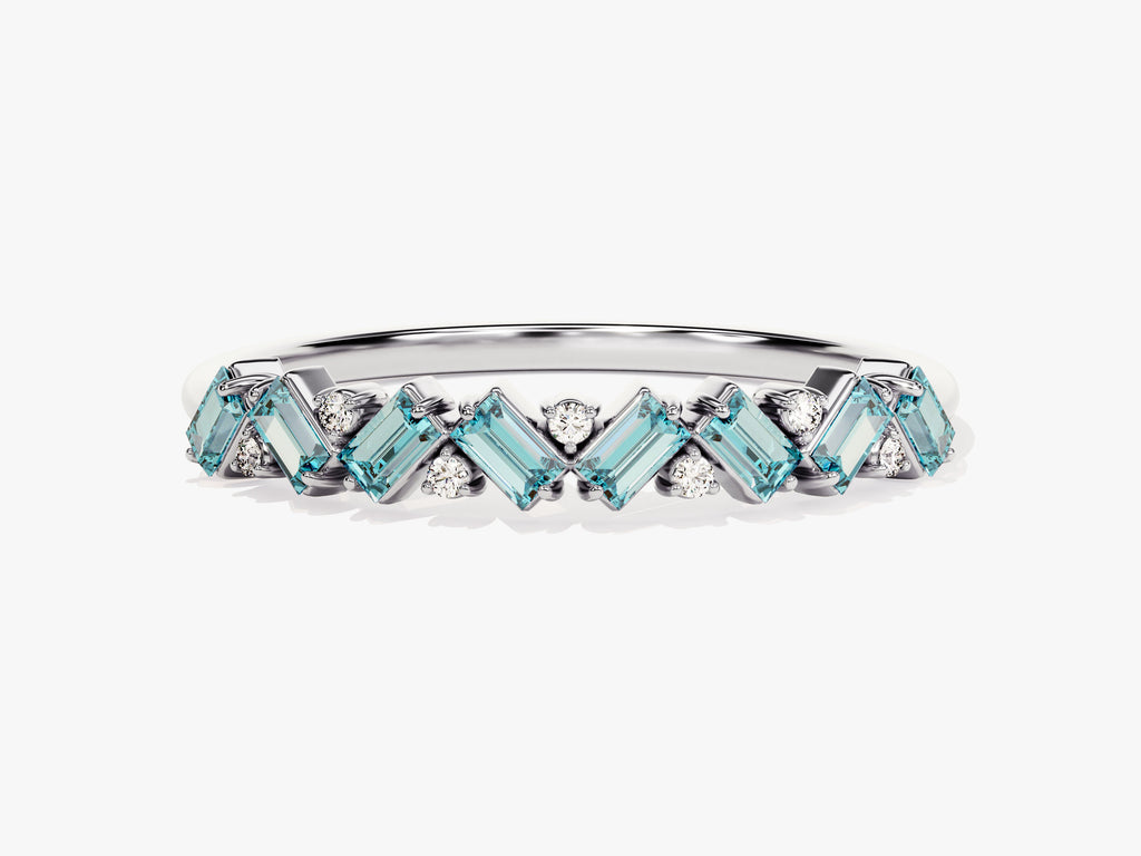 Zig Zag Aquamarine Birthstone Ring