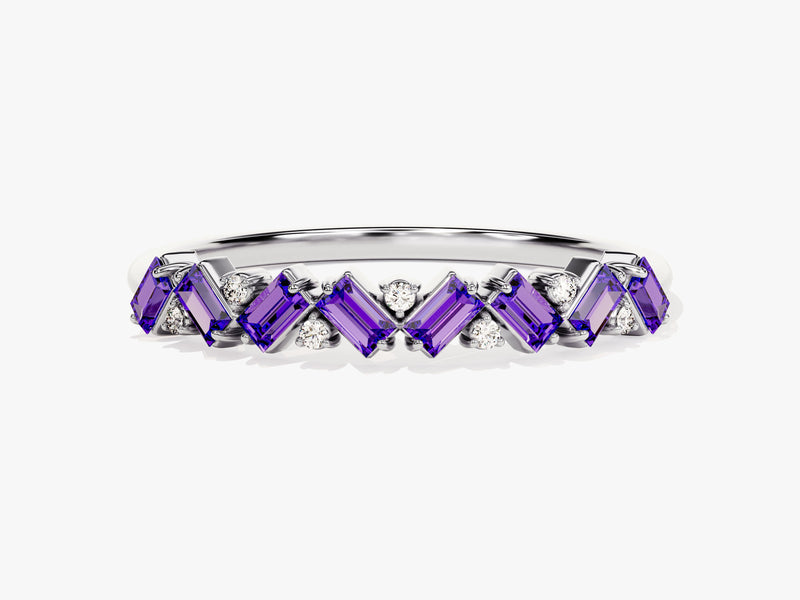 Zig Zag Amethyst Birthstone Ring