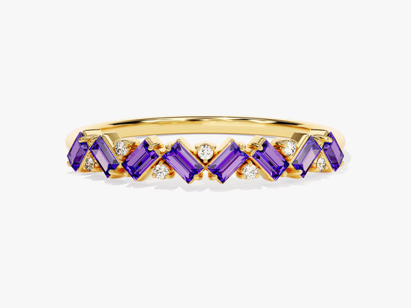 Zig Zag Amethyst Birthstone Ring