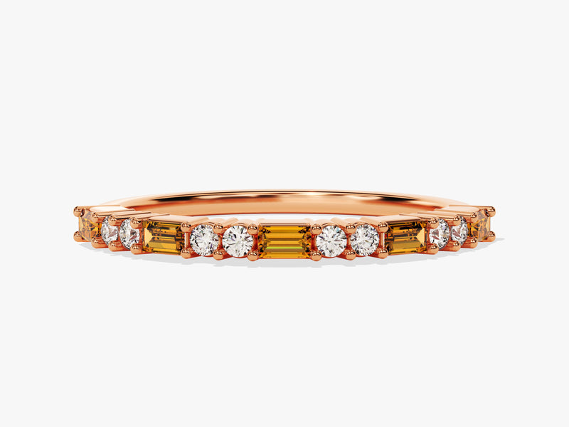 Horizontal Baguette Citrine Birthstone Ring