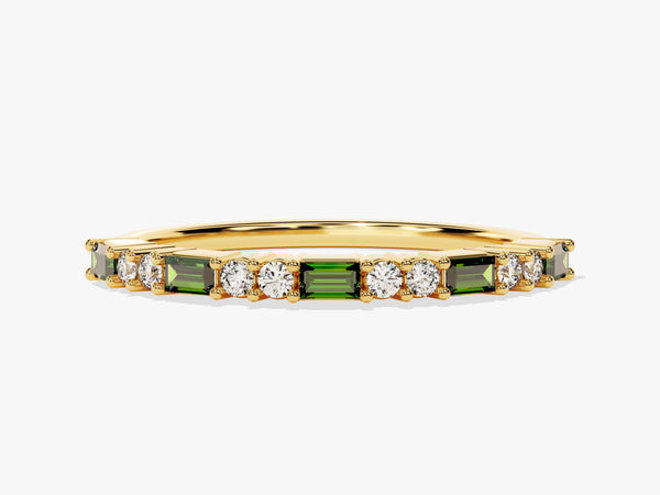 Horizontal Baguette Emerald Birthstone Ring