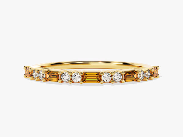 Horizontal Baguette Citrine Birthstone Ring