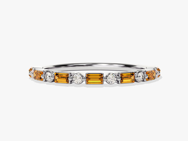 Baguette Citrine Birthstone Ring