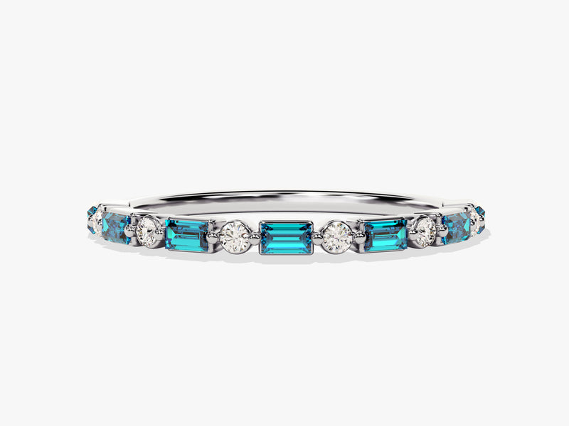 Baguette Blue Topaz Birthstone Ring