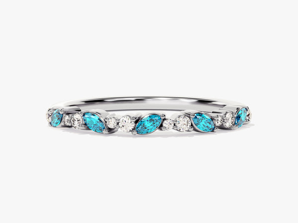 Marquise Blue Topaz Birthstone Ring