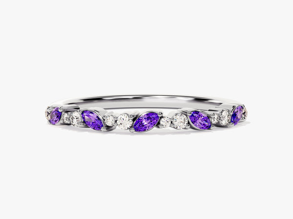 Marquise Amethyst Birthstone Ring