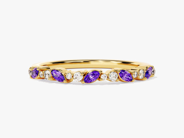 Marquise Amethyst Birthstone Ring