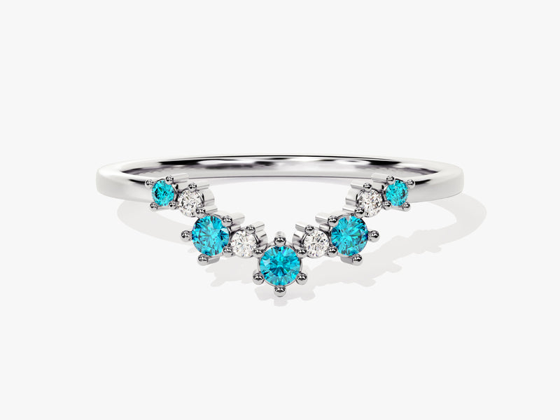 Blue Topaz Birthstone Crown Ring