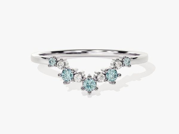 Aquamarine Birthstone Crown Ring