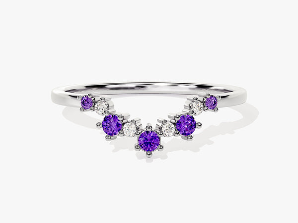 Amethyst Birthstone Crown Ring