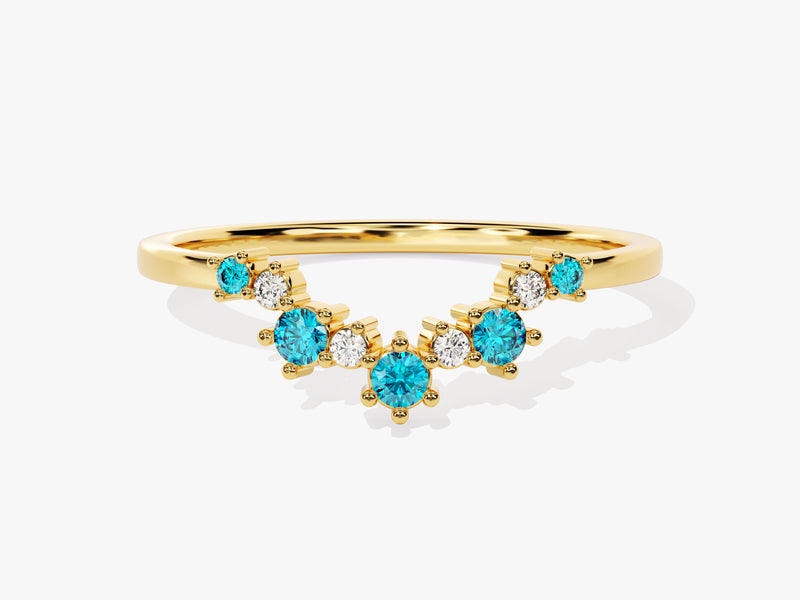 Blue Topaz Birthstone Crown Ring