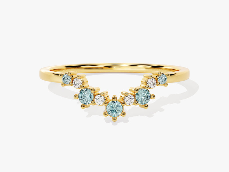 Aquamarine Birthstone Crown Ring