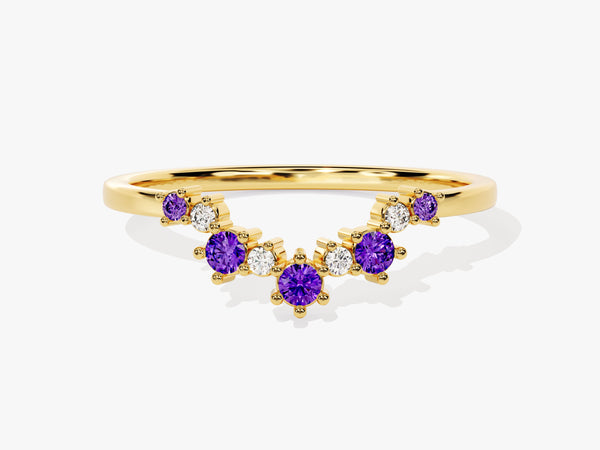 Amethyst Birthstone Crown Ring