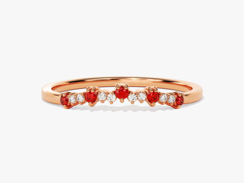 Curved Garnet Bithstone Harmony Ring