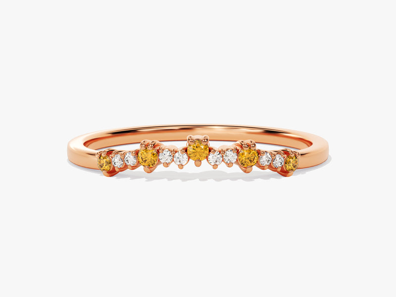 Curved Citrine Bithstone Harmony Ring