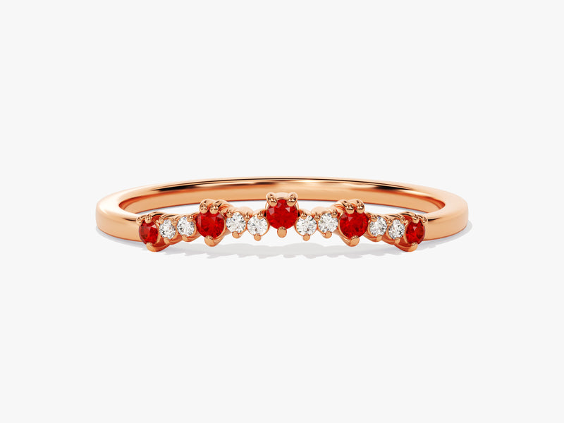 Curved Ruby Bithstone Harmony Ring