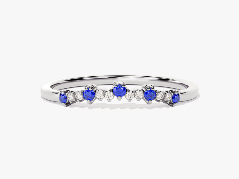 Curved Sapphire Bithstone Harmony Ring