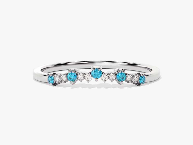 Curved Blue Topaz Bithstone Harmony Ring