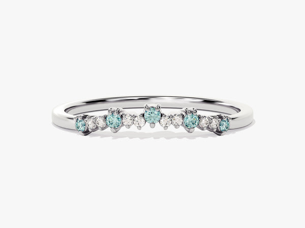 Curved Aquamarine Bithstone Harmony Ring