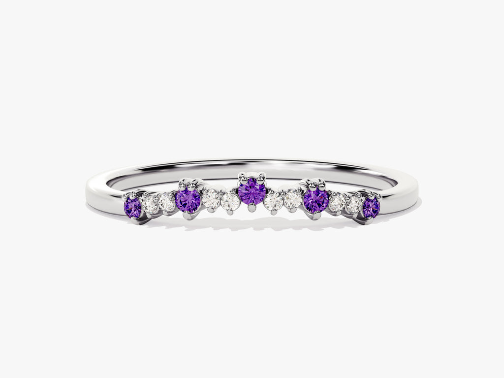 Curved Amethyst Bithstone Harmony Ring