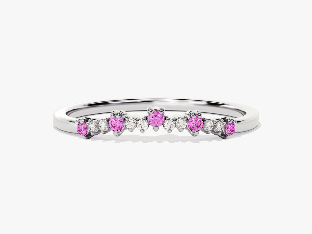 Curved Pink Tourmaline Bithstone Harmony Ring