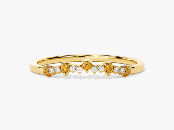 Curved Citrine Bithstone Harmony Ring