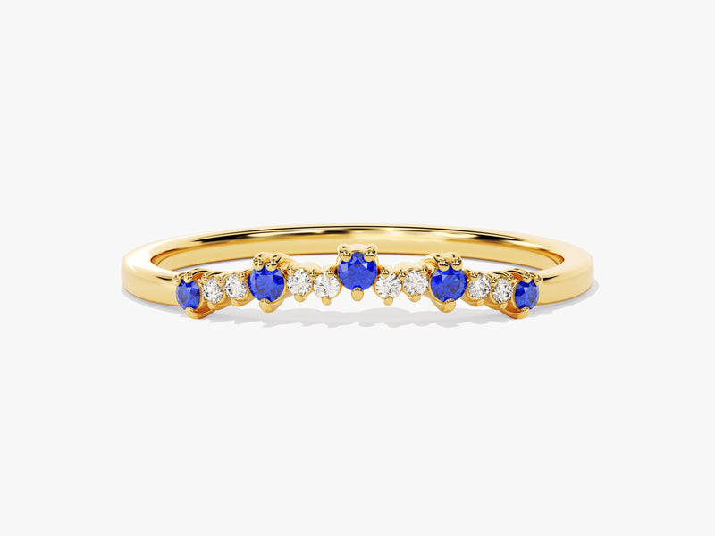 Curved Sapphire Bithstone Harmony Ring