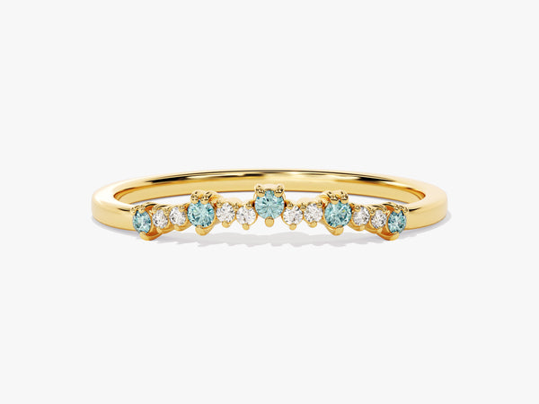 Curved Aquamarine Bithstone Harmony Ring