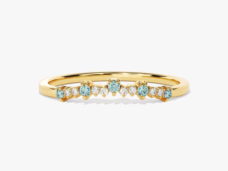 Curved Aquamarine Bithstone Harmony Ring