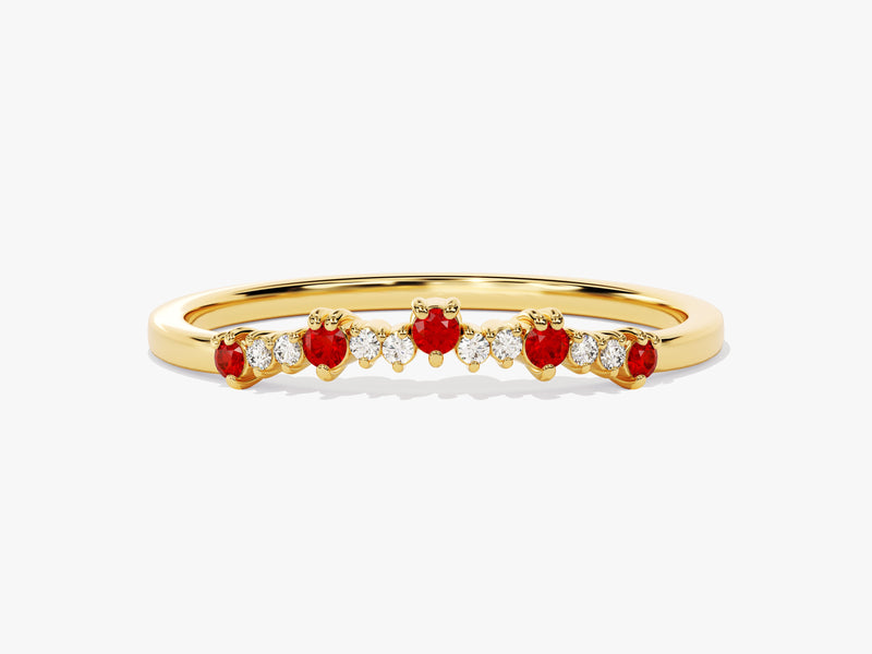 Curved Ruby Bithstone Harmony Ring