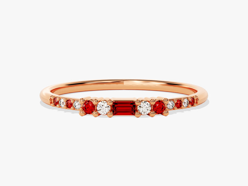 Petite Baguette Garnet Birthstone Ring