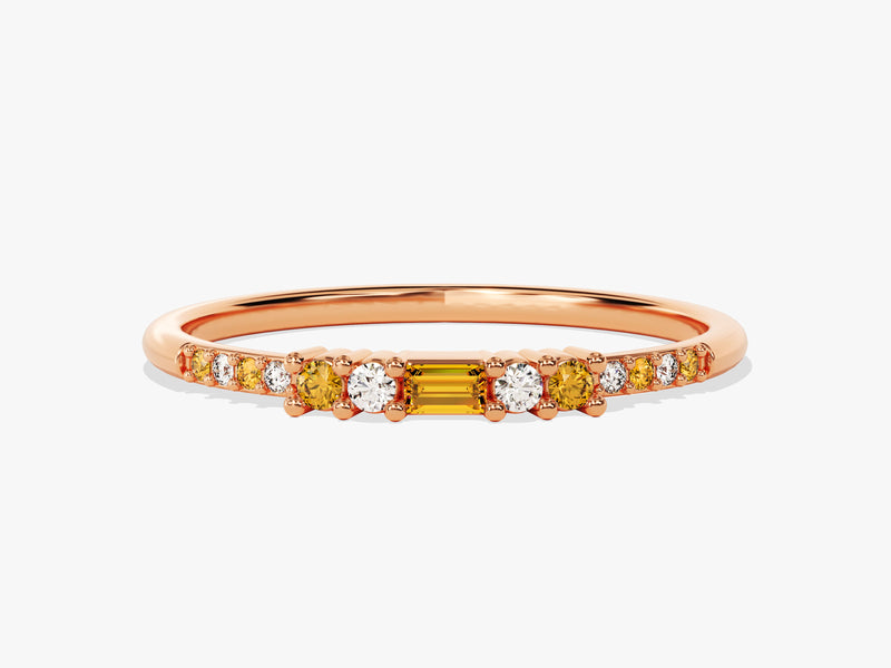 Petite Baguette Citrine Birthstone Ring