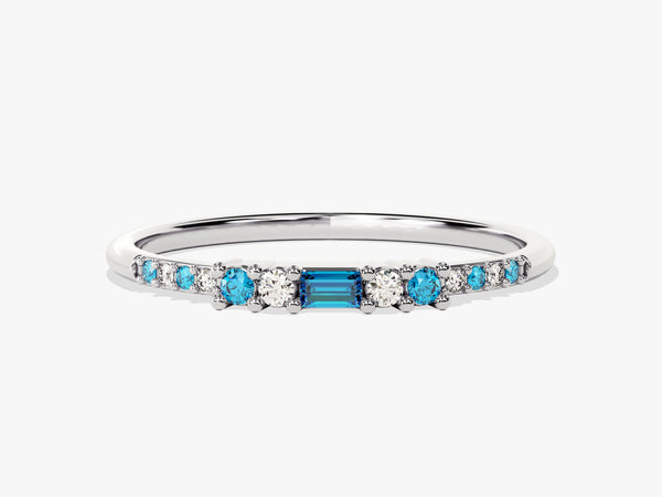 Petite Baguette Blue Topaz Birthstone Ring