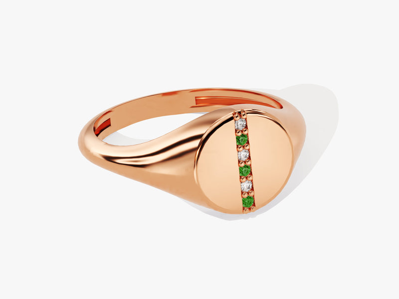 Signet Emerald Birthstone Statement Ring