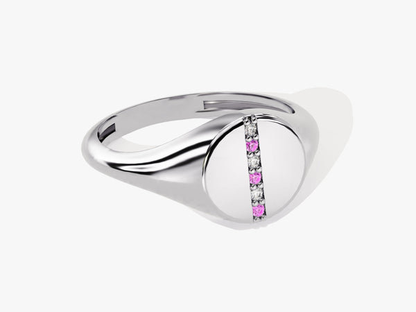 Signet Pink Tourmaline Birthstone Statement Ring