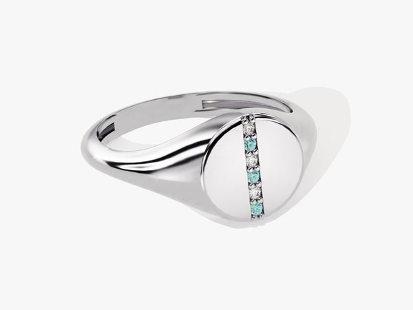 Signet Aquamarine Birthstone Statement Ring