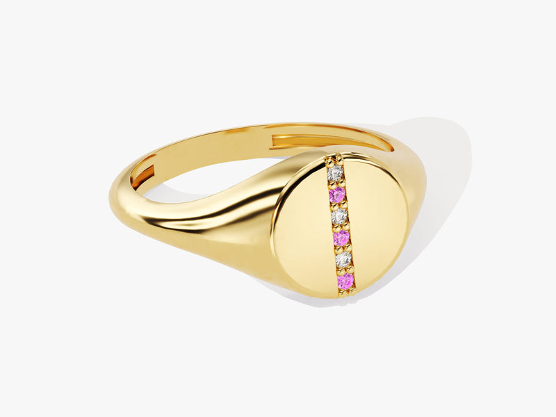 Signet Pink Tourmaline Birthstone Statement Ring