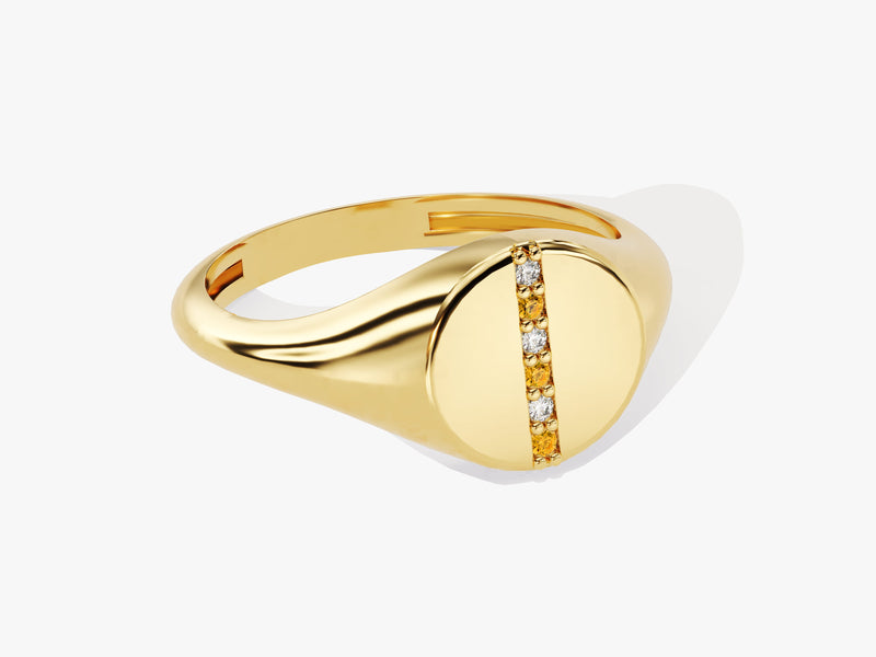 Signet Citrine Birthstone Statement Ring