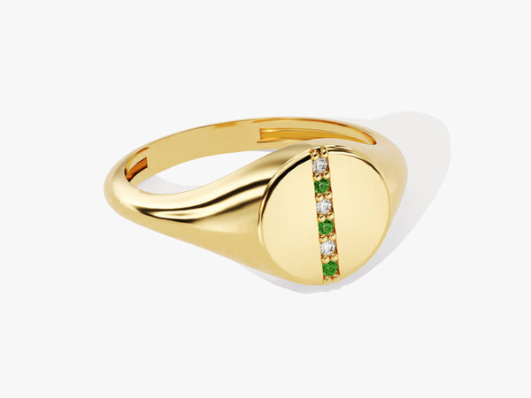 Signet Emerald Birthstone Statement Ring