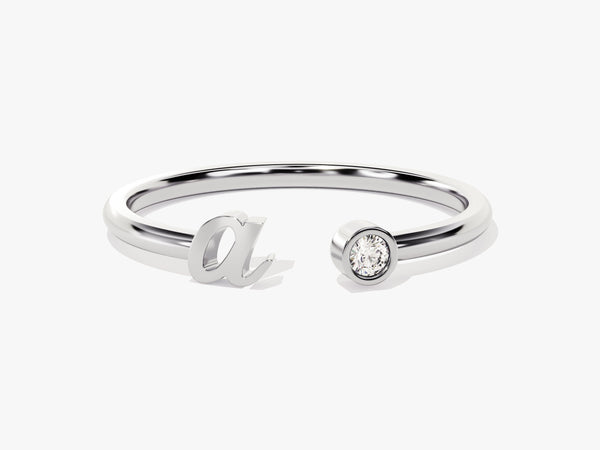 Initial Letter Diamond Birthstone Open Ring