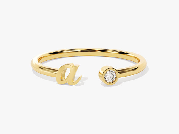 Initial Letter Diamond Birthstone Open Ring