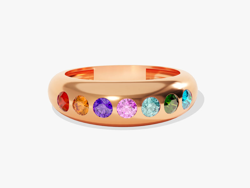 Dome Multi-Color Birthstone Ring