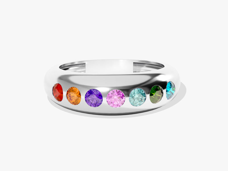 Dome Multi-Color Birthstone Ring