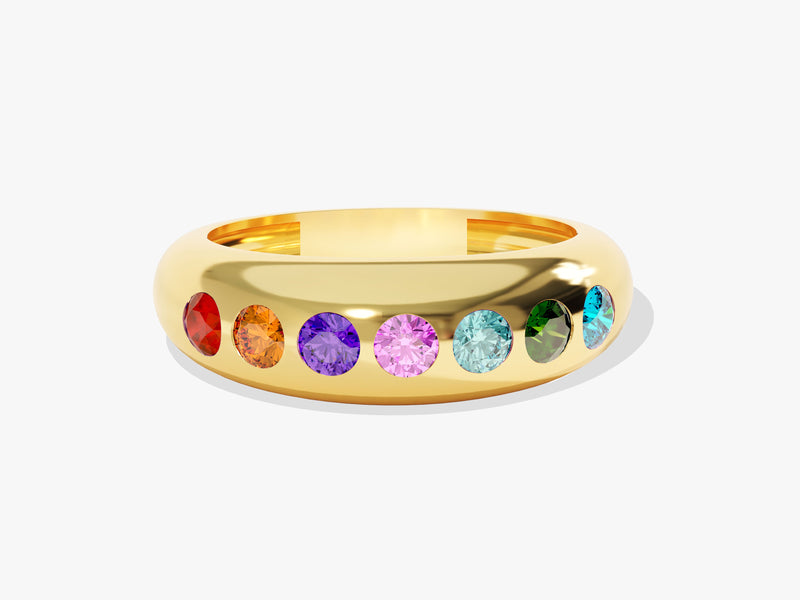 Dome Multi-Color Birthstone Ring