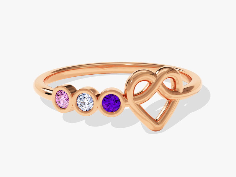 Heart Family Birthstone Ring