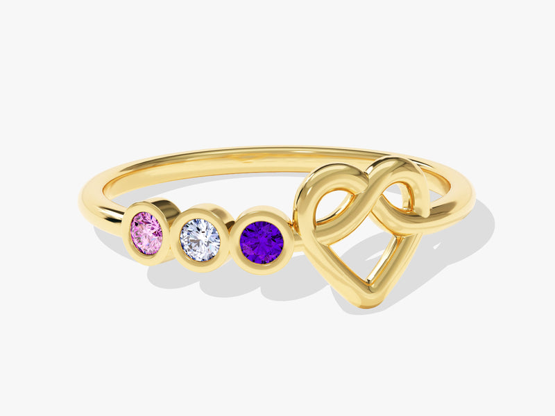 Heart Family Birthstone Ring