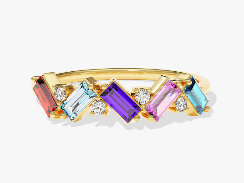 Baguette Cut Birthstone Ring