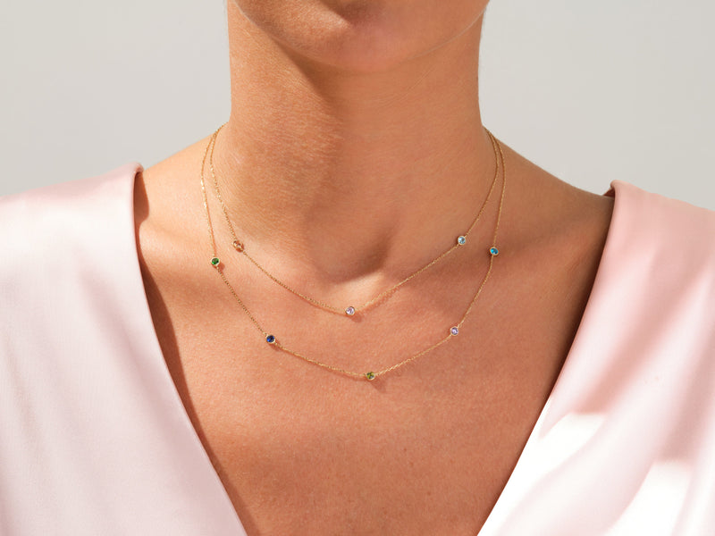 Station Birthstone Necklace